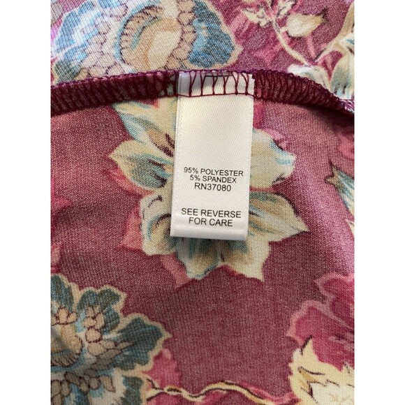 NWT Cato Woman's Beet Red Floral 3/4 Sleeve Blouse Front Ruching Size 18/20W - Picture 10 of 11